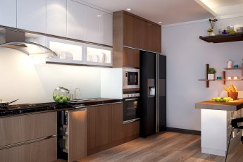 Thiết kế nội thất phòng bếp mang xu hướng tương lai.