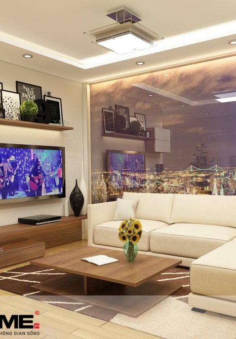 Thiết kế nội thất chung cư Nghĩa Đô CT2B 06 diện tích 45m2